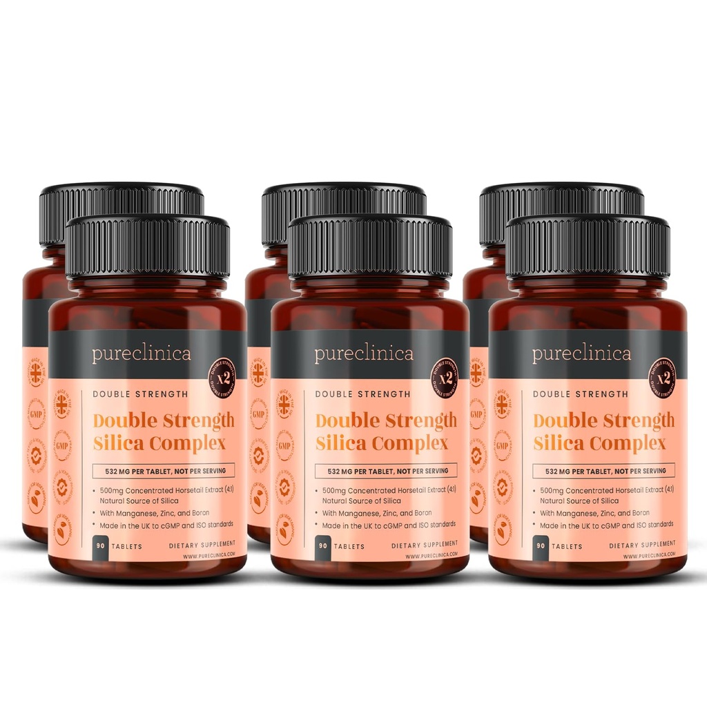 Complexe Silice à double résistance – Approvisionnement de 18 mois! (2000mg Extrait de crin x 540 comprimés(6 bouteilles de 90))