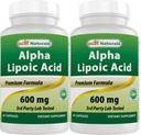 Meilleurs acides alpha lipoïques naturels 600 mg 60 capsules - ALA puissant antioxydant (compte de 60 (paquet de 2))