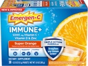 Emergen-C Immune+ Triple Action Imune Support Poudre, BetaVia (R), 1000mg Vitamine C, B Vitamines, Vitamine D et Antioxydants, Super Orange, Retour à l'essentiel de l'école – 30 Compte
