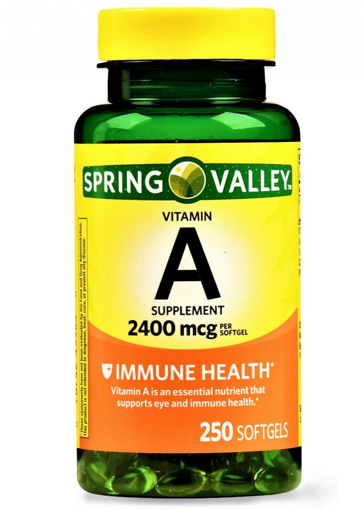 Spring Valley - Vitamin A SUPPLEMENT 2400MCG 250 Softgels
