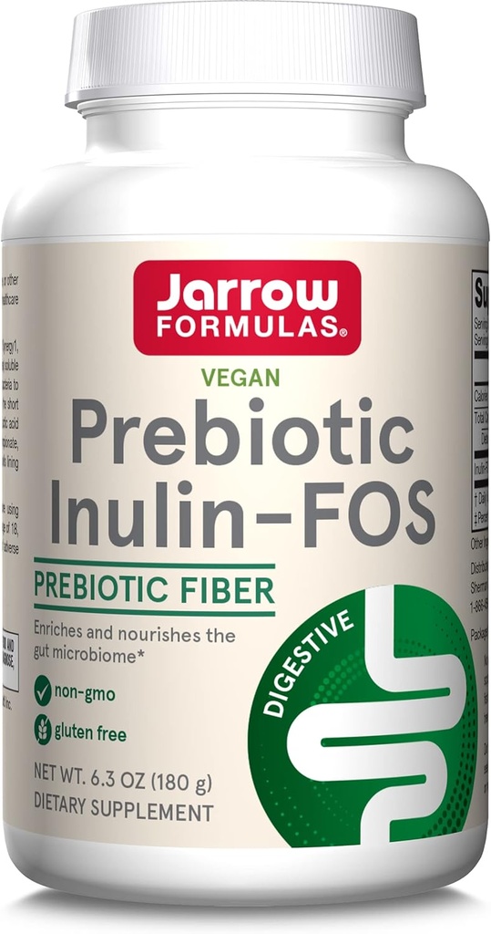Jarrow Formules® Inuline prébiotique FOS Supplément de fibre prébiotique, 6,3 Oz, Prébiotiques pour Gut Health et soutien digestif, Environ 47 portions