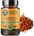 Bien-être des champignons Cordyceps Mélange avec Reishi: Cordyceps bio et Reishi Capsules de champignons, supplément de poudre de champignons, soutient le système immunitaire et la fonction urinaire saine, 90 Capsules végétaliennes