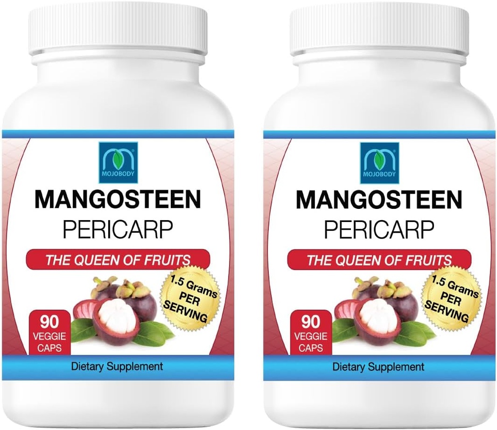 Geler les capsules péricarpes de Mangosteen séchées 2PK, 1,5 Grams par portion, 90 Capsules de légumes par bouteille, Xanthone Rich