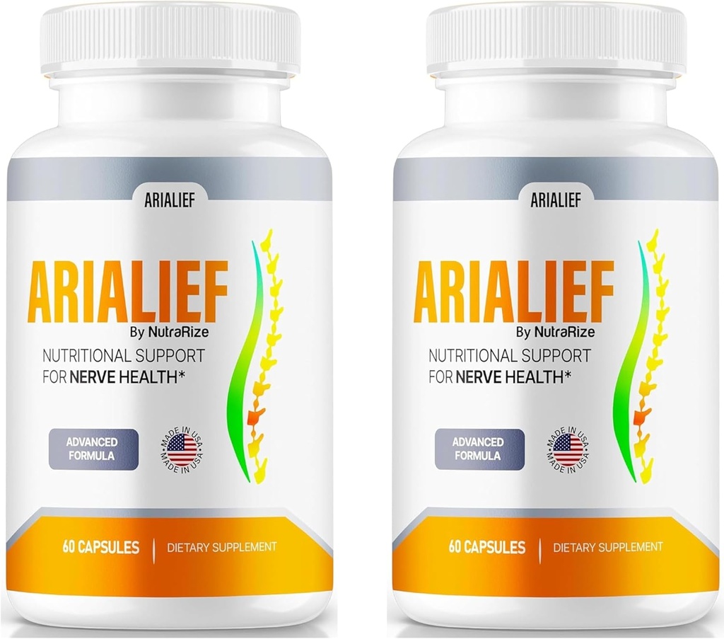 (2 Pack) Arialief Capsules, Soutien nutritionnel officiel pour la santé de Nerve, Toutes les vitamines naturelles d'Arialief pour les nerfs sains, pilules d'Arialief Premium, Aria LIEF Pastillas Review (120 Capsules)