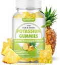 softbear Chlorure de potassium Gommies 1200mg, Gommies de potassium sans sucre pour adultes soutenir les crampes de jambe supplément de chlorure de potassium de haute puissance, goût d'ananas 60 Comte