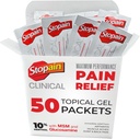 Stopain Pain Relief Clinical Gel Packets, USA Made, Max Strength Fast Agissant avec MSM, Glucosamine, Menthol pour l'arthrite, Bas dos Sciatica, Knee, Neck HSA Produits analgésiques topiques, 50 Pack