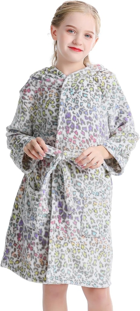 V.&GRIN Filles Robe de Fleece, en peluche Robe de bain chaude pour enfants 5-14 ans