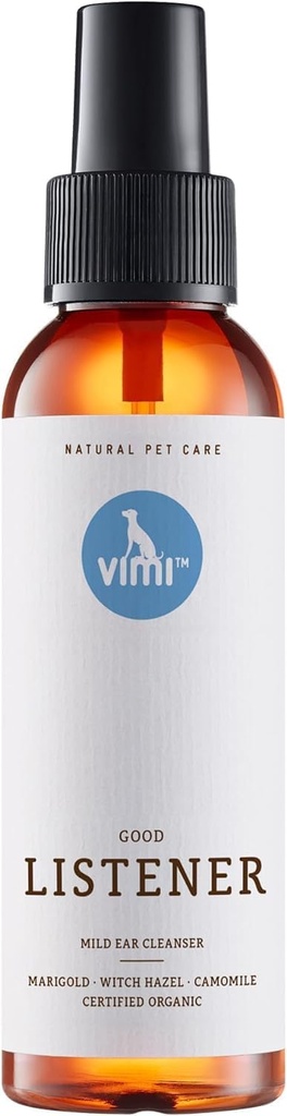 Animaux vimi Ear Cleaner Bon Auditeur - Vaporisateur d'oreilles pour les oreilles sensibles de chien - Soins de l'oreille avec Camomile, Calendula & Witch Hazel - pour nettoyage soigné et doux - 3,38 Fl Oz