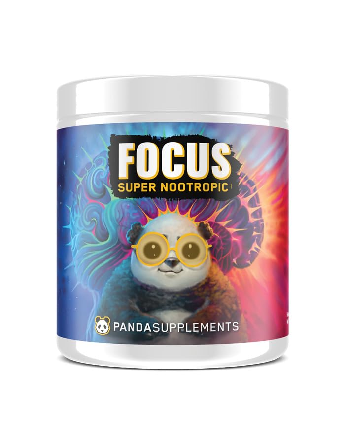 Underground Bio Labs Panda Supps Focus Super Nootropic 3.0, Energy, Clarity, Mood,Creativité,Vision, 300MG Alpha GPC,1,5G L-Tyrosine, Lions Mane, AstraGinTM (30 services) (Peach Mango 3.0)