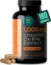 Extrait de bile à l'oxyde d'herbe 1000mg de sels de bile suppléments avec poivre noir. Soutient la santé digestive - 180 comtes