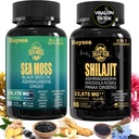 Garçon. Ensemble de shilajit et de mousse de mer - mousse de mer (7000mg), Ashwagandha (2000mg), huile de graines noires (4000mg), gingembre et shilajit (9000mg), Rhodiola Rosea (1000mg) – 90 Nombre (1 paquet)