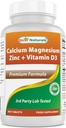 Meilleurs naturels Zinc de magnésium de calcium avec vitamine D3, 300 comprimés - calcium 1000 mg, magnésium 400 mg, zinc 25 mg et D3 600 UI par portion (3 comprimés)