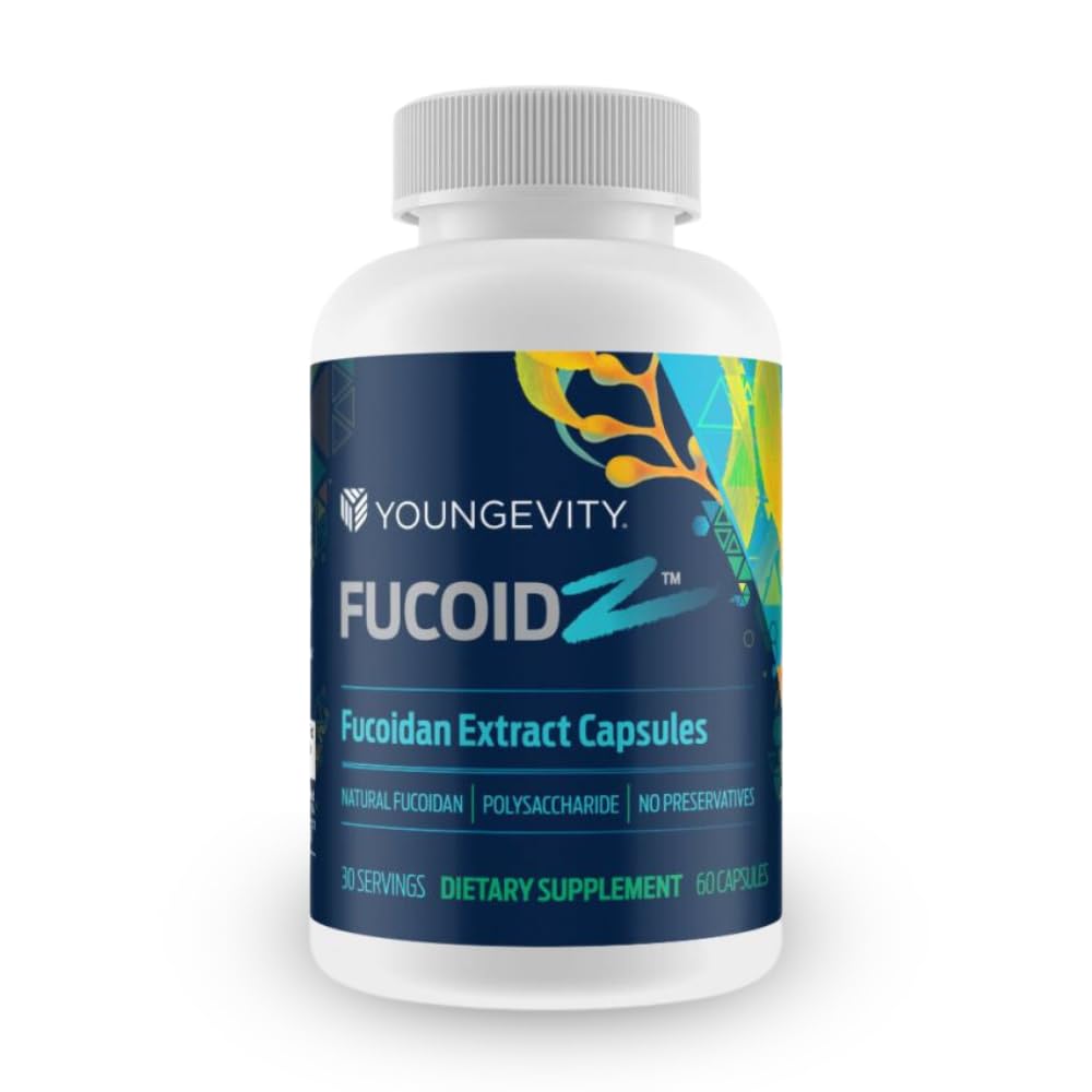 Youngevity FucoidZ - Extrait et cofacteurs de Fucoidan (Vitamine C, Zinc, Elderberry + Mélange botanique) - Support immunitaire - Super Antioxydant - 60 Capsules