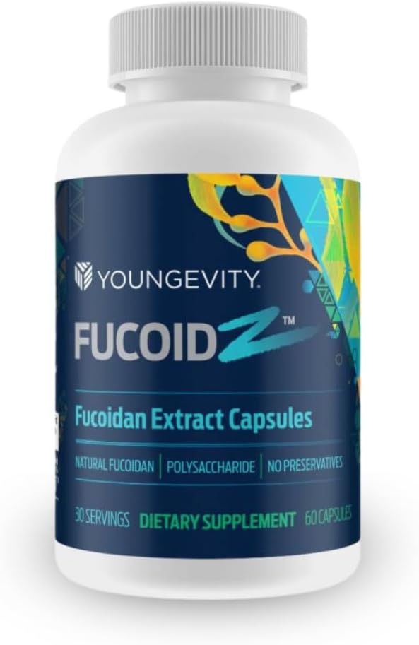 Youngevity FucoidZ - Extrait et cofacteurs de Fucoidan (Vitamine C, Zinc, Elderberry + Mélange botanique) - Support immunitaire - Super Antioxydant - 60 Capsules