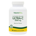Natures Plus Ultra C W/Rose HIPS, libération prolongée - 2000 mg, 90 comprimés végétariens - Potence maximale de soutien immunitaire, antioxydant - Défense libre-radicale - Sans gluten - 90 portions