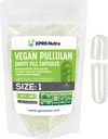 XPRS Nutra Taille 1 Pullulan Capsules vides - 100 Count Clean Label Plantcaps Effacer les capsules végétales vides - Pilules végétariennes premium - Do-It-Youlf Capsules végétales remplissage