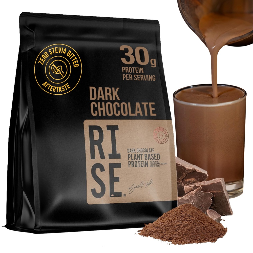 Poudre de protéines végétales pour hommes et femmes – 30g Protéines végétales complètes et 3g Leucine, Bloat zéro, Cacao gourmand, Texture lisse, Chocolat noir, 15 portions