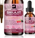 Shilajit Résine Liquid Drops de Shilajit Bio 85+ Trace Minerals Complex avec Ashwagandha, Turmeric, Ginseng, Chaga Supplément pour le support de digestion, Energy Booster - Vegan