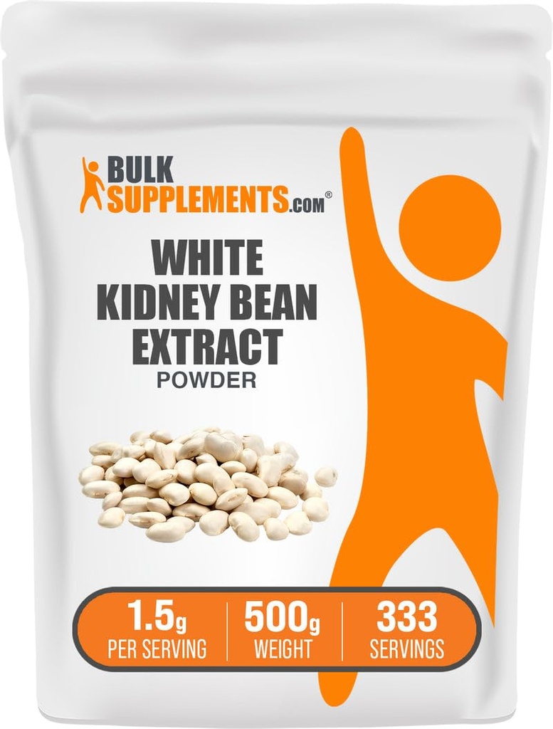 BulkSupplements.com Poudre d'extrait de haricot blanc - Poudre de haricot blanc - Supplément à base de plantes - Sans gluten, 1,5 g par portion, 500 g (1,1 lb) (paquet de 1)
