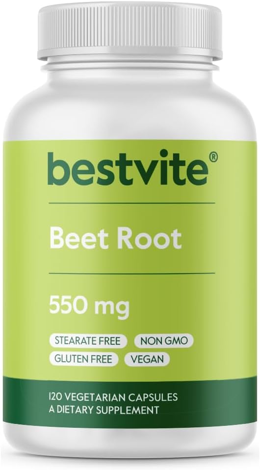 Racine de betterave 550mg par gélule (120 capsules végétariennes) - Pas de stéarate - Pas de maltodextrine - Pas de remplissage - Végétalien - Non-OGM - Sans gluten