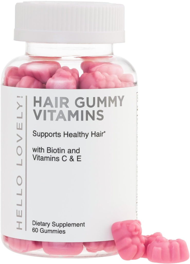 Vitamines capillaires Gommies - Biotin 5000 mcg avec vitamine E, C & Zinc, Vitamines de croissance capillaire pour les femmes et les hommes - Supplément plus fort, beau cheveux, peau et ongles, sans OGM et sans gluten - 60 ours gommy