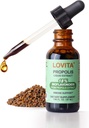 Lovita Abeille Propolis Extrait liquide 500mg, 5:1 gouttes de résine avec 18% de bioflavonoïdes, antioxydant sans alcool, soutien immunitaire et gorge apaisante, sans gluten, sans OGM, 1 Fl Oz (30 ml), 30 jours d'approvisionnement