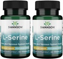 Swanson Ajipure L-Serine - Supplément acide amino appuyant la santé cérébrale et la fonction du système nerveux - Formule naturelle favorisant la fonction cognitive - (60 capsules de Veggie, 500 mg chacune) (2 paquets)