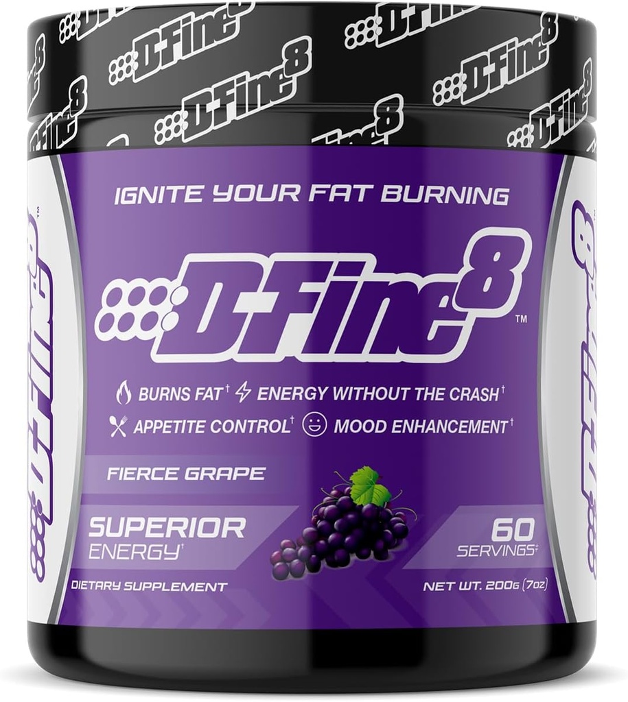 Thermogenic Pre-Workout Energy Powder & Shredding Supplement, Boost Energy Mood & Focus, Sugar Free, Contains Senactiv, Endurance, 300mg Caffeine, N-Acetyl-L-Tyrosine (Fierce Grape)