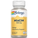 SOLARAY Niacine 500 mg, Vitamine B3: Santé de la peau, système nerveux et support de circulation