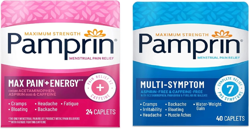 Pamprin Multi-Symptôme et Max Pain + Groupe de secours de la période d'énergie