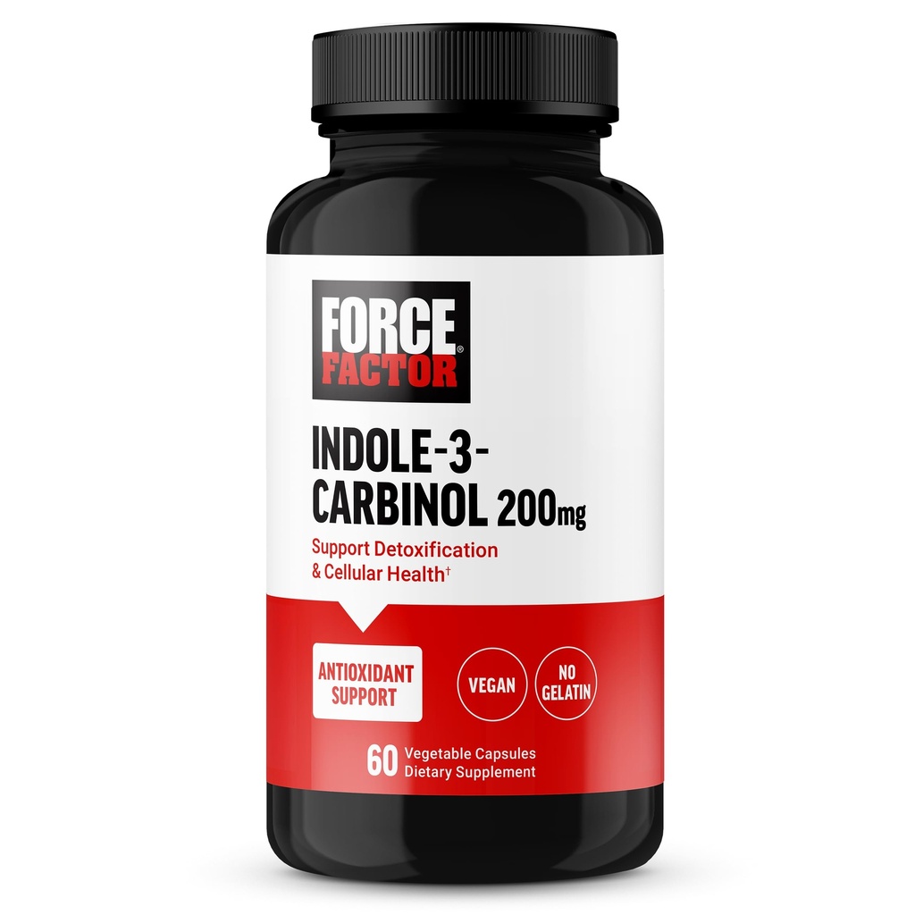 FACTEUR DE FORCE Indole 3 Carbinol 200mg Détox et supplément antioxydant, Détox pour les hommes et les femmes avec des antioxydants, Dose étudiée cliniquement, Vegan, Pas de gélatine, 60 Capsules