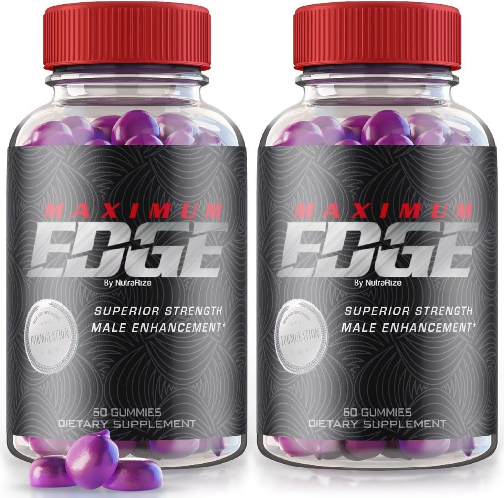 (2 packs) Gommies Homme Edge Maximum - Supplément Edge Maximum pour les hommes, une formule quotidienne pour le mieux-être global et la performance de pic, formule de force extra Edge Maximum, Avis d'Edge Maximum (120 Gommies)