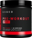Poudre de préentraînement Kaged Sport pour les hommes et les femmes, punch de fruits, certificat de sport, 188mg caféine, supplément d'oxyde nitrique, Beta Alanine pour l'énergie, l'haltérophilie, Cardio Endurance et la force, 20 portions