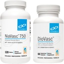 XYMOGEN NiaVasc 750 Sustained Release Niacin (120 Tablets) + DioVasc Support for Healthy Veins + Micocirculation (60 Capsules)