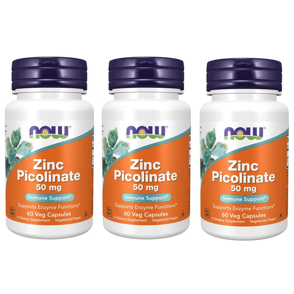 MAINTENANT Picolinate de zinc 50mg, 60 Capsules (paquet de 3)