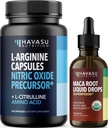 NUTRITION HAVASU gouttes liquides de racine de maca biologique (60 portions) et supplément à la citrulline de L Arginine L (30 portions)