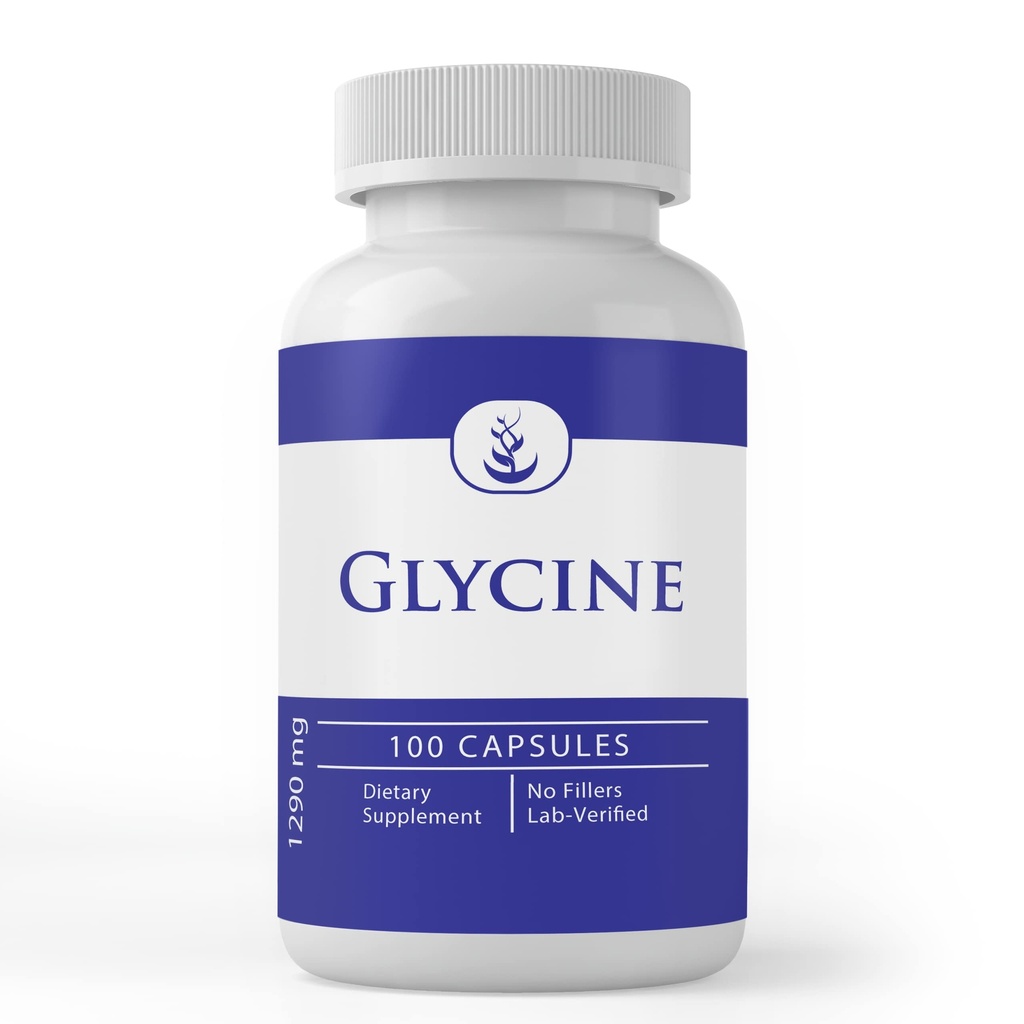 Ingrédients originaux purs Glycine, (100 Capsules) Pure, Pas d'additifs ou de remplissage, laboratoire vérifié