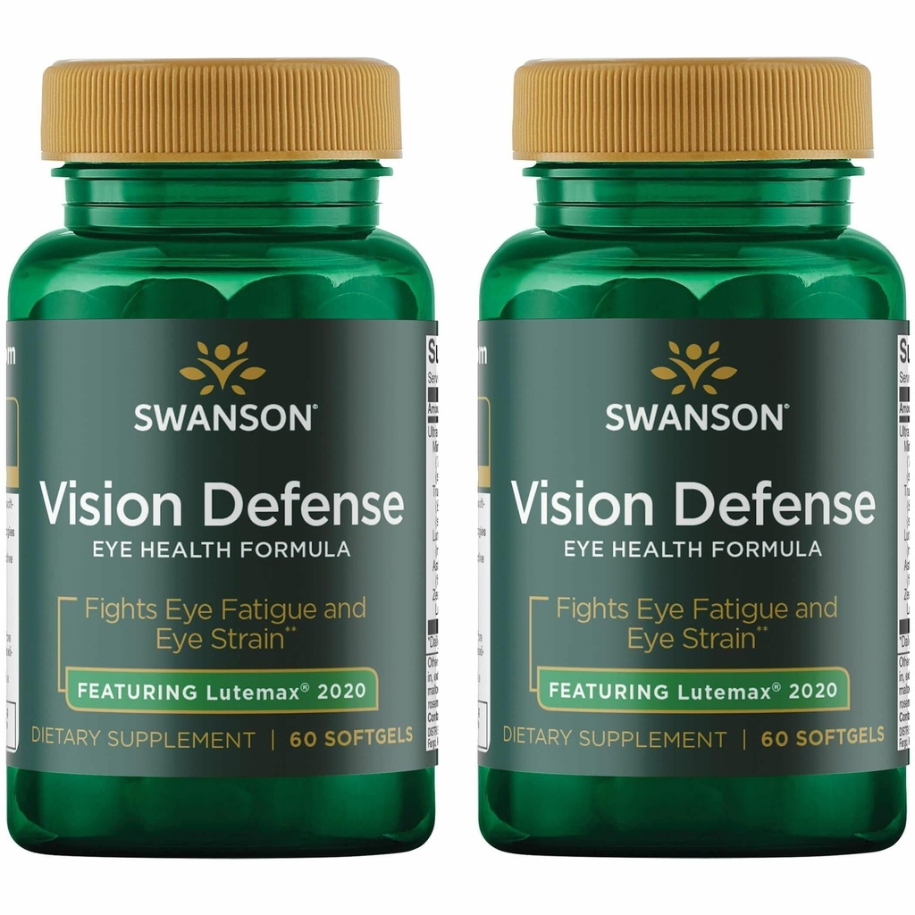 Swanson Vision Defense Antioxydant Vision Supplément Santé Lutéine Zeaxanthin Astaxanthin Brocoli Extrait Bilberry Extract 60 Softgels Sgels (2 Pack)