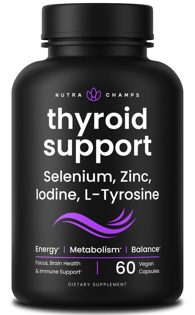 NutraChamps Thyroïde Support & Adrénal Support Supplément 2-en-1 Formule avec Iodine & Ashwagandha pour l'énergie, le métabolisme, le focus, la fatigue adrénale et le stress, Cortisol Balance pour les femmes et les hommes