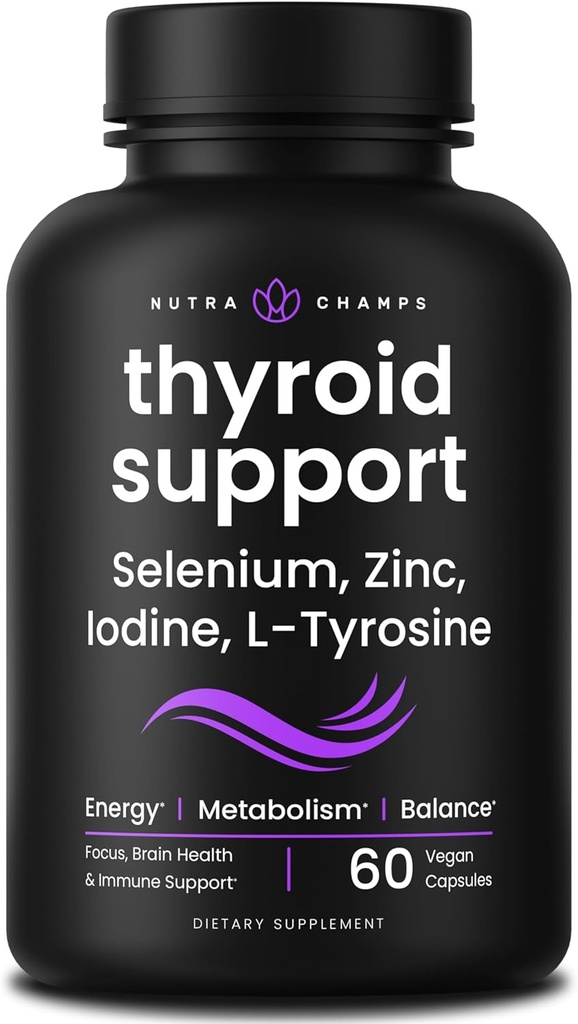 NutraChamps Thyroïde Support & Adrénal Support Supplément 2-en-1 Formule avec Iodine & Ashwagandha pour l'énergie, le métabolisme, le focus, la fatigue adrénale et le stress, Cortisol Balance pour les femmes et les hommes