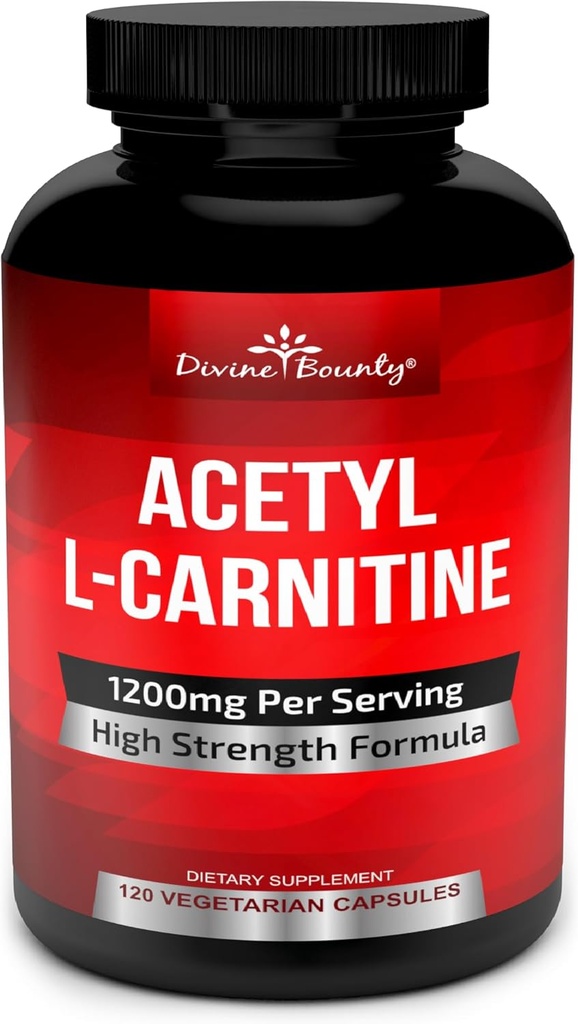 Bounty divine Capsules d'acétyle L-Carnitine 1200mg par portion - L Supplément de carnitine 120 Capsules végétariennes