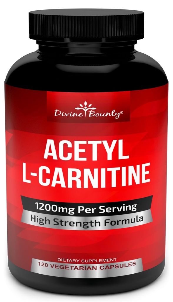 Bounty divine Capsules d'acétyle L-Carnitine 1200mg par portion - L Supplément de carnitine 120 Capsules végétariennes