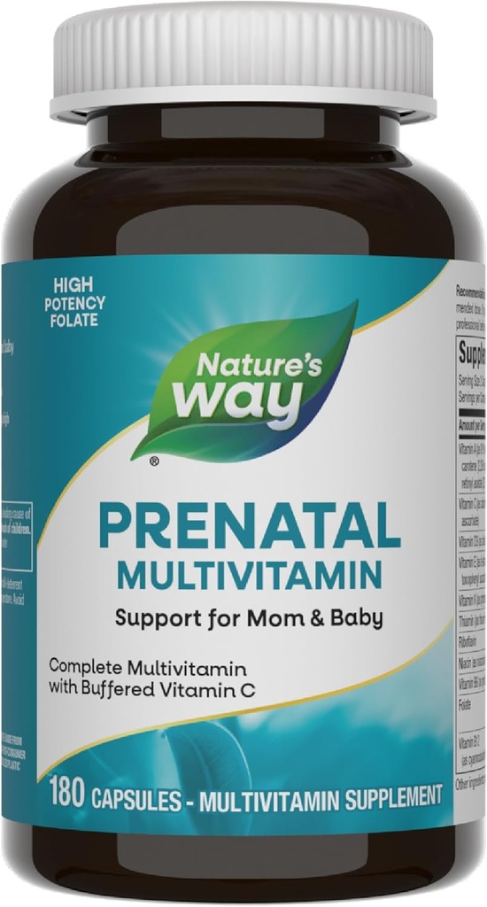 Nature's Way Prenatal Multivitamin, with folate for Healthy Brain and Spinal Development*, 180 Capsules