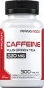 Piping Rock Caffeine Pills 220mg.300 comprimés Supplément avec extrait de thé vert.