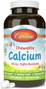 Carlson - Kid's Chewable Calcium, 250 mg, Très Absorbable, Soutien aux os et aux dents, Bien-être optimal, Saveur de vanille naturelle, 120 comprimés