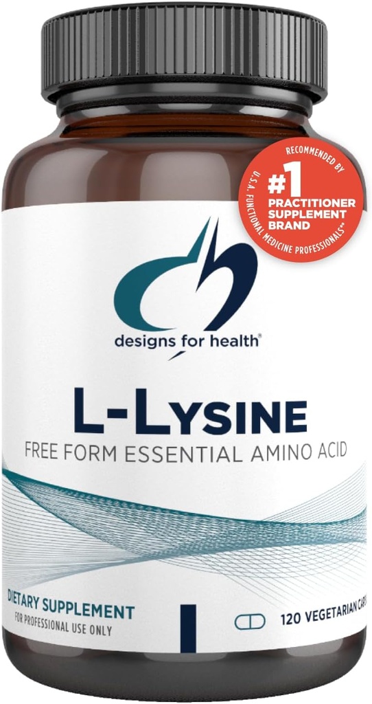 Designs for Health L-Lysine HCL Pills 1500mg - Lysine chlorhydrate d'acide aminé Supplément nutritionnel pour les adultes - Immune + Bone Health Support - Vegan + Non-OGM (120 capsules)