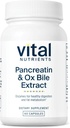 Vital Nutrients Pancreatin & Ox Bile Extract 500mg | Natural Digestive Enzymes for Women & Men | Supports Digestion of Protein, Fat, and Carbohydrates*| Gluten, Dairy & Soy Free | 60 Capsules