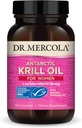 Dr Mercola Krill Oil for Women - 2 mg Astaxanthin - Certifié MSC durable - Supporte les systèmes Cerveau, Peau et Immune - avec Omega-3 - Non-OGM, sans gluten et sans soja - 90 capsules (30 portions)