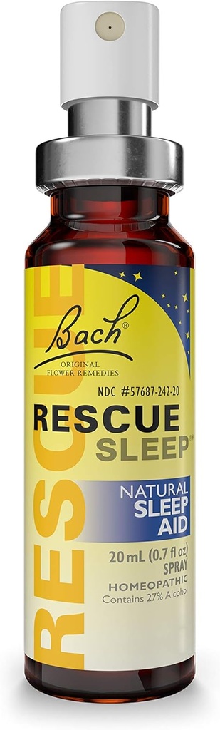 Bach RESCUE SLEEP Spray 20mL, aide naturelle au sommeil et au stress, essence de fleurs homéopathiques, végétalien, sans mélatonine, sucre, et gluten, non-Narcotique, non-Habit formant