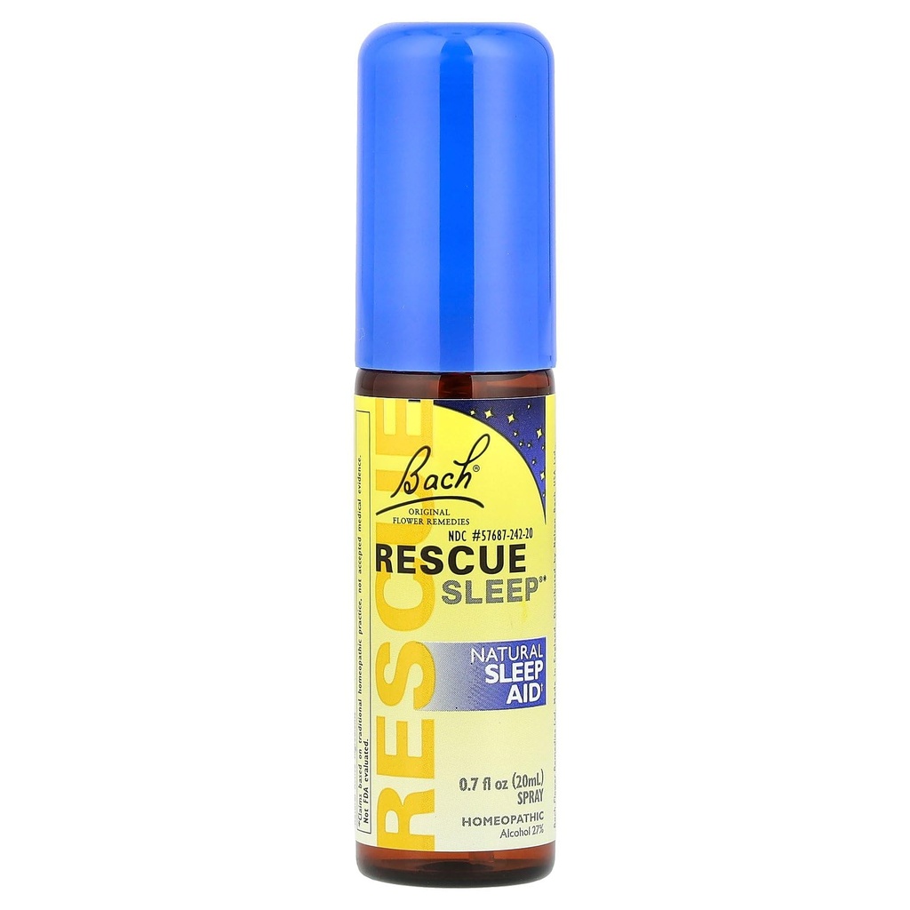 Bach RESCUE SLEEP Spray 20mL, aide naturelle au sommeil et au stress, essence de fleurs homéopathiques, végétalien, sans mélatonine, sucre, et gluten, non-Narcotique, non-Habit formant